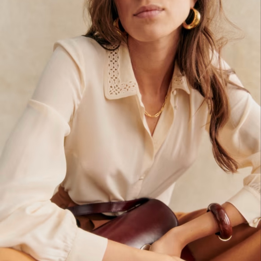 NWT Sezane Chemise Vito Long Sleeve Button Down Blouse